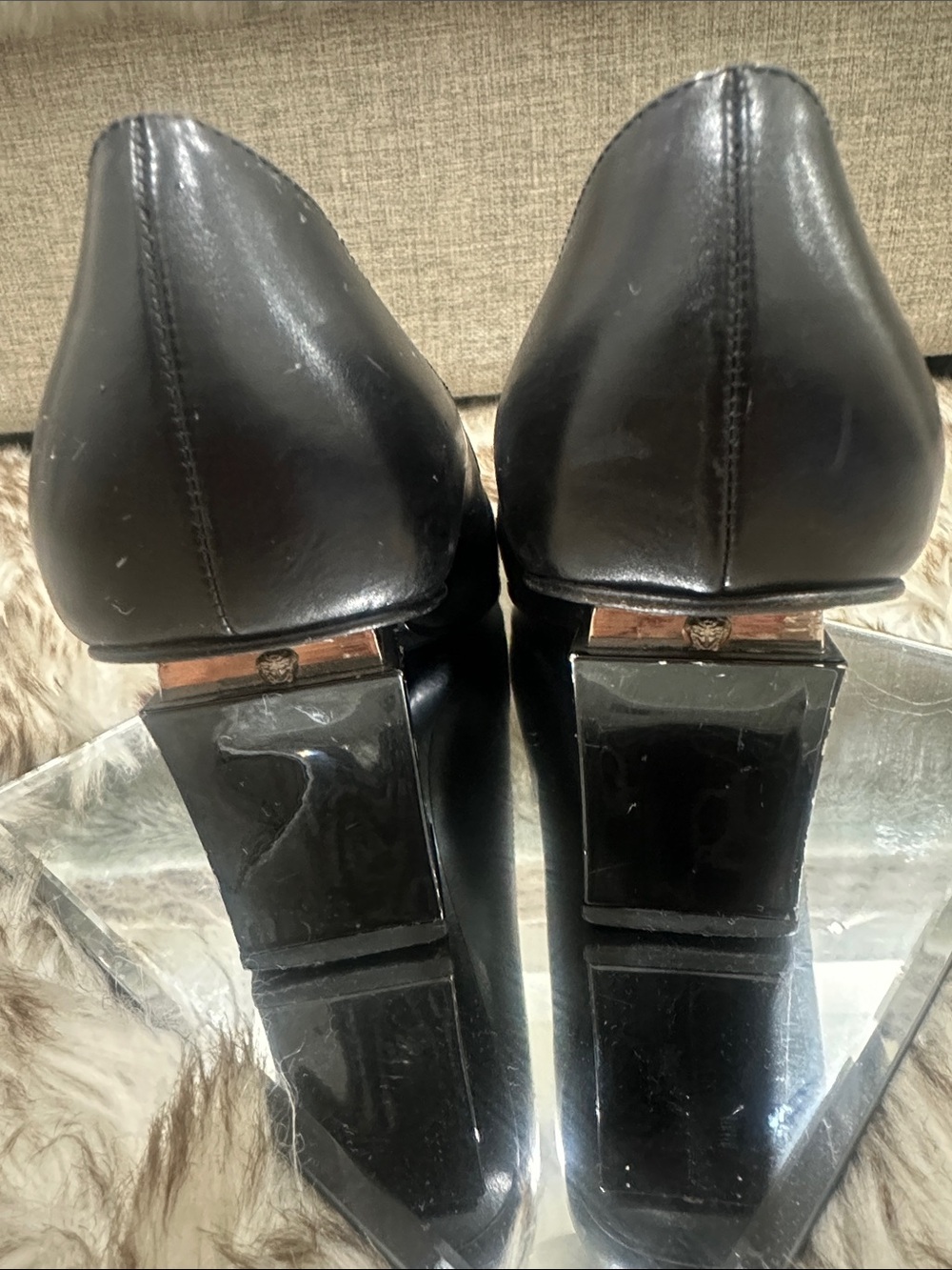 VERSACE Black Leather Square-Toe Loafers with Silver VERSACE Medusa Accent - Picture 3 of 8